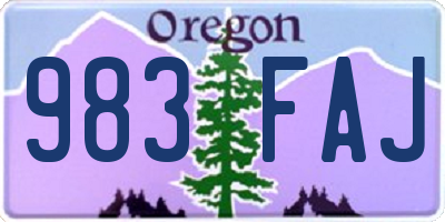 OR license plate 983FAJ