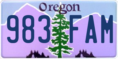 OR license plate 983FAM