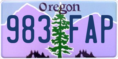 OR license plate 983FAP