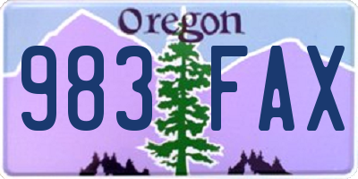 OR license plate 983FAX