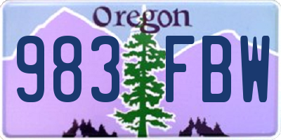 OR license plate 983FBW
