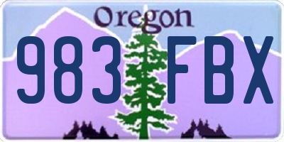OR license plate 983FBX