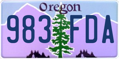 OR license plate 983FDA
