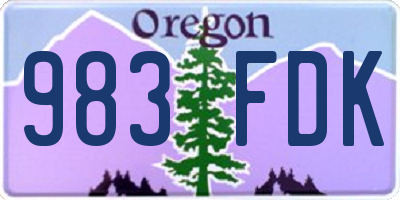 OR license plate 983FDK