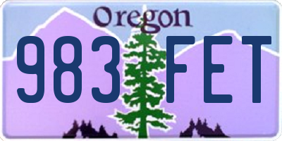 OR license plate 983FET