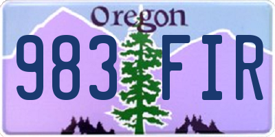 OR license plate 983FIR