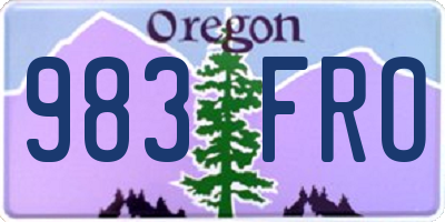 OR license plate 983FRO