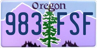 OR license plate 983FSF