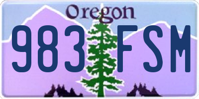 OR license plate 983FSM