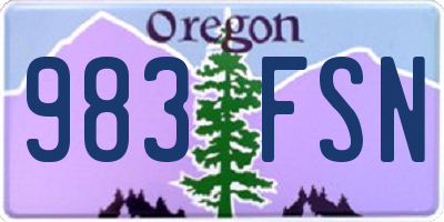 OR license plate 983FSN
