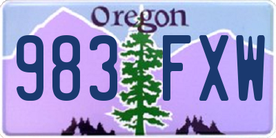 OR license plate 983FXW