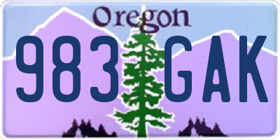 OR license plate 983GAK