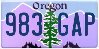 OR license plate 983GAP
