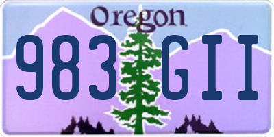 OR license plate 983GII