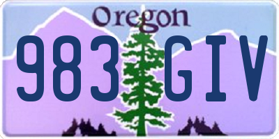 OR license plate 983GIV