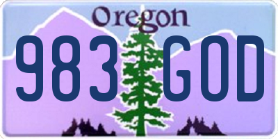 OR license plate 983GOD