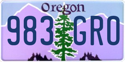 OR license plate 983GRO