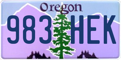 OR license plate 983HEK