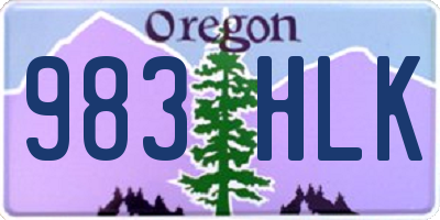 OR license plate 983HLK