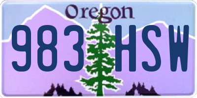 OR license plate 983HSW