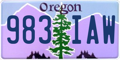 OR license plate 983IAW