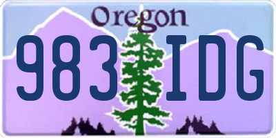 OR license plate 983IDG