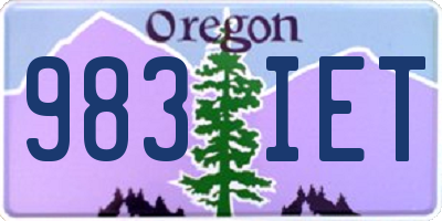 OR license plate 983IET