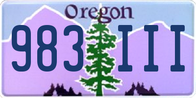 OR license plate 983III