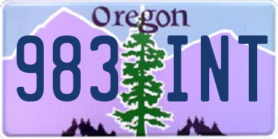OR license plate 983INT