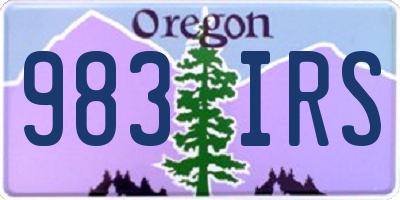OR license plate 983IRS