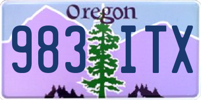 OR license plate 983ITX