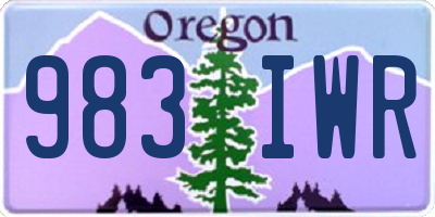 OR license plate 983IWR