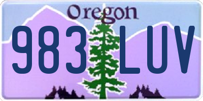 OR license plate 983LUV