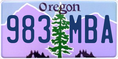 OR license plate 983MBA