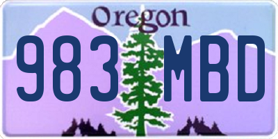 OR license plate 983MBD