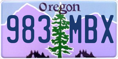 OR license plate 983MBX