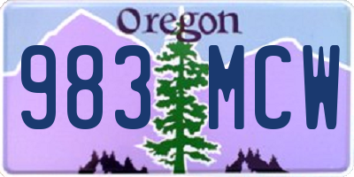 OR license plate 983MCW