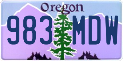 OR license plate 983MDW