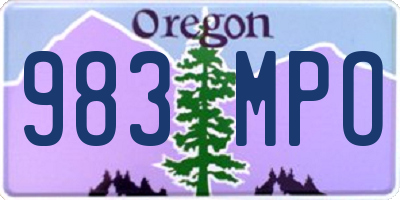 OR license plate 983MPO