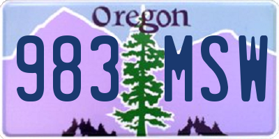 OR license plate 983MSW