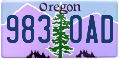 OR license plate 983OAD