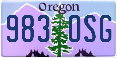 OR license plate 983OSG