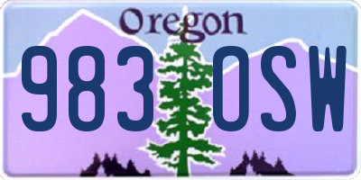 OR license plate 983OSW