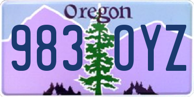 OR license plate 983OYZ