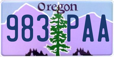 OR license plate 983PAA