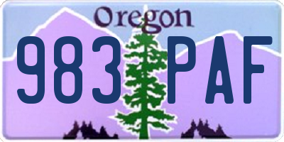 OR license plate 983PAF