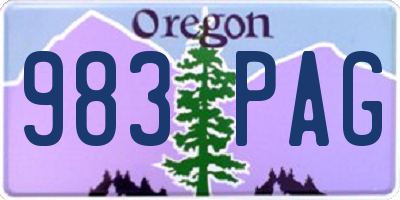 OR license plate 983PAG