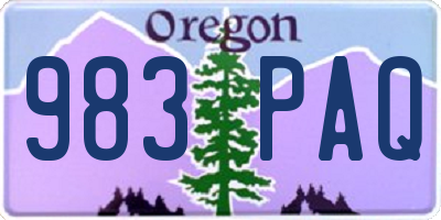 OR license plate 983PAQ