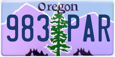 OR license plate 983PAR