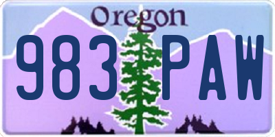 OR license plate 983PAW